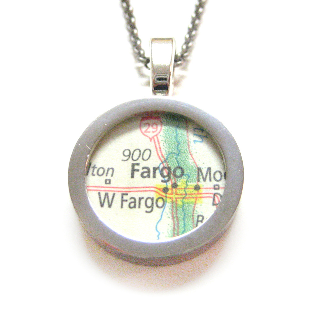 Fargo North Dakota Map Pendant Unisex Necklace